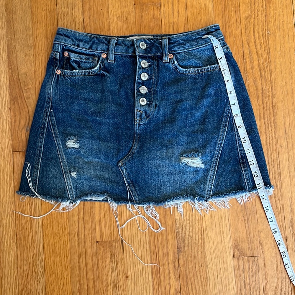 NWOT We the Free Distressed Denim Jean Mini Skirt